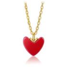 Heart Necklace Gold & Red - One Size