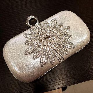 Rhinestone Flower Clasp Clutch Bag