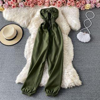 Zip Front Strapless Jumpsuit