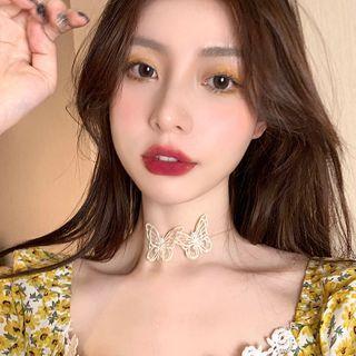 Fabric Butterfly Fishing Line Choker Butterfly - One Size