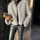 Open-front Faux-fur Jacket Gray - One Size