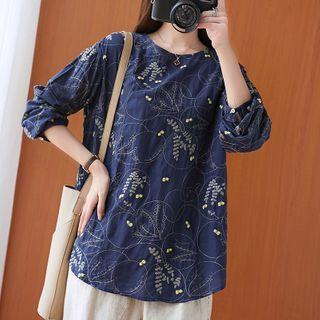 Long-sleeve Floral Embroidered Top