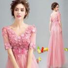 Applique Tulle Evening Gown