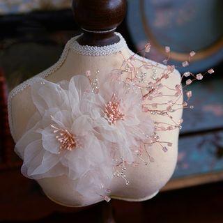 Wedding Faux Crystal Mesh Flower Headpiece White - One Size