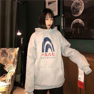 Printed Hoodie Light Gray - One Size