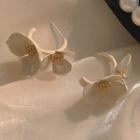 Flower Alloy Open Hoop Earring 1 Pair - Silver Stud - Off White - One Size