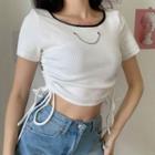 Drawstring Chain Detail Short-sleeve T-shirt