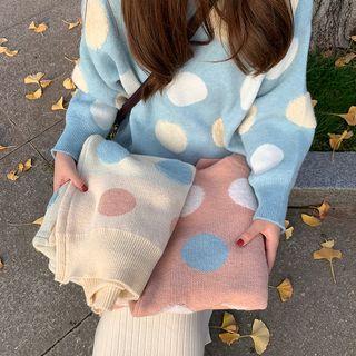 Dot Print Mock Neck Sweater