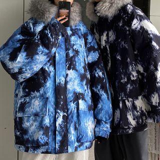 Couple Matching Camo Hooded Zip-up Cargo Jacket