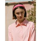 Plain Tweed Wide Hair Band Pink - One Size