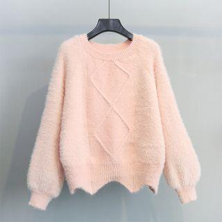 Wave Hem Furry Sweater