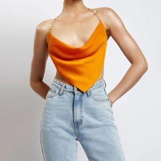 Chain Strap Draped Camisole Top