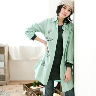 Long-sleeve Printed Long Shirt