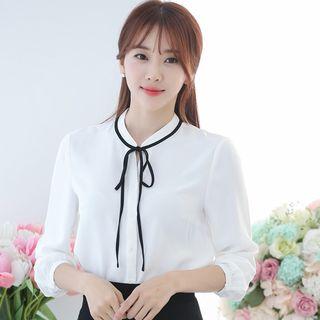 Long Sleeve Slim-fit Chiffon Blouse