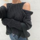 Cutout Shoulder Sweater As Shown In Figure - One Size