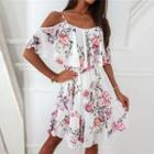 Floral Print Off-shoulder Mini A-line Dress