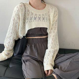 Pointelle Cropped Sweater