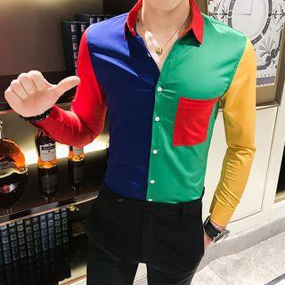 Color Block Pocket Detail Shirt