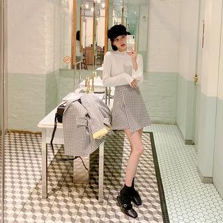 Shepherd Plaid Mini Wrap Skirt