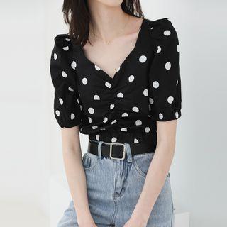 Off Shoulder Floral Puff-sleeved Top