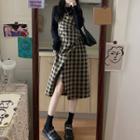 Mock Two-piece Asymmetrical Plaid Dress