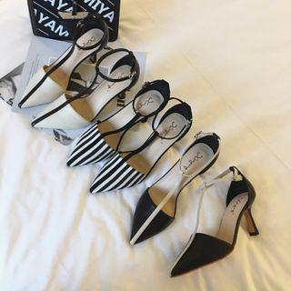 Pointy-toe T-strap Stiletto Heel Pumps
