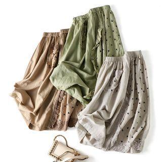 Embroidered Eyelet Lace High-waist Skirt