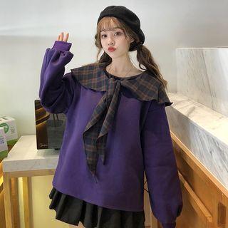 Plaid Collar Sweatshirt