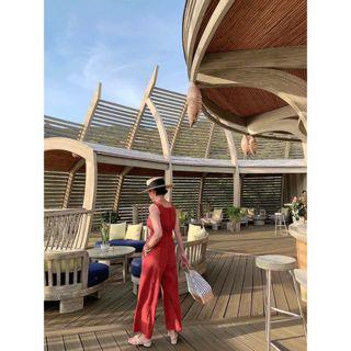 Smocked-waist Linen Blend Jumpsuit