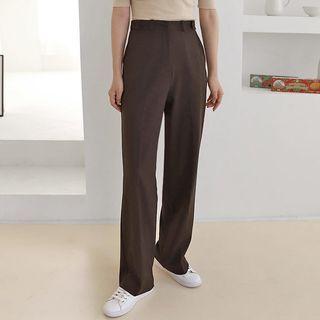 Straight-cut Dress Pants Black - S