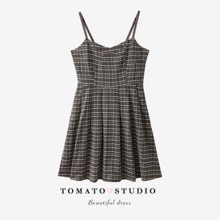 Color-block Plaid A-line Mini Dress