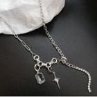 Cross Rhinestone Pendant Alloy Necklace 1 Pair - Silver - One Size