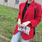 Single-breasted Pocket-detail Jacket Red - One Size