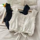 Tie-hem Ruffled-trim Crop Vest