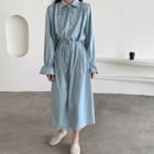 Plain Bell-sleeve Bell-sleeve Maxi Dress