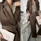 Faux-suede Longline Wrap Blazer