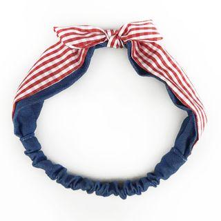 Plaid Bow Headband Headband - Pink Plaid - Denim Blue - One Size