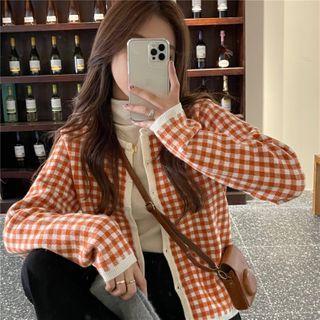 Gingham Cardigan Tangerine - One Size