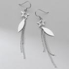 Star & Leaf Sterling Silver Fringed Earring 1 Pair - S925 Silver - Silver - One Size
