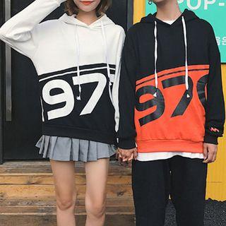 Couple Matching Number Print Hoodie