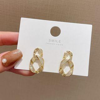 Rhinestone Alloy Dangle Earring 1 Pair - E3068 - Gold - One Size