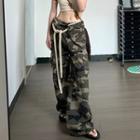 Low-rise Camo Print Cargo Boot-cut Pants