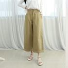 Petite Size Pleated Roll-up Wide-leg Pants