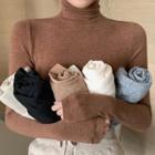 High-waist Long-sleeve Plain Top