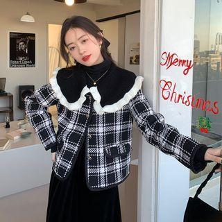 Collared Plaid Button-up Jacket