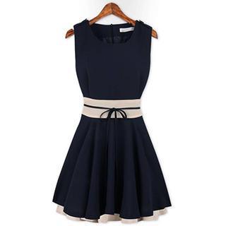 Sleeveless Tie Waist Dress