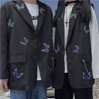 Single Breasted Butterfly Print Blazer / Vest