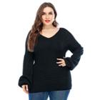 Long Sleeve V Neck Knitted Top