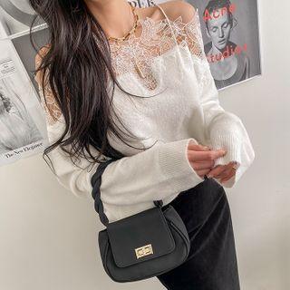 Off-shoulder Lace-trim Sweater