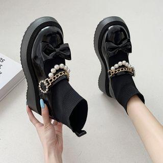 Bow Accent Platform Short Boots
